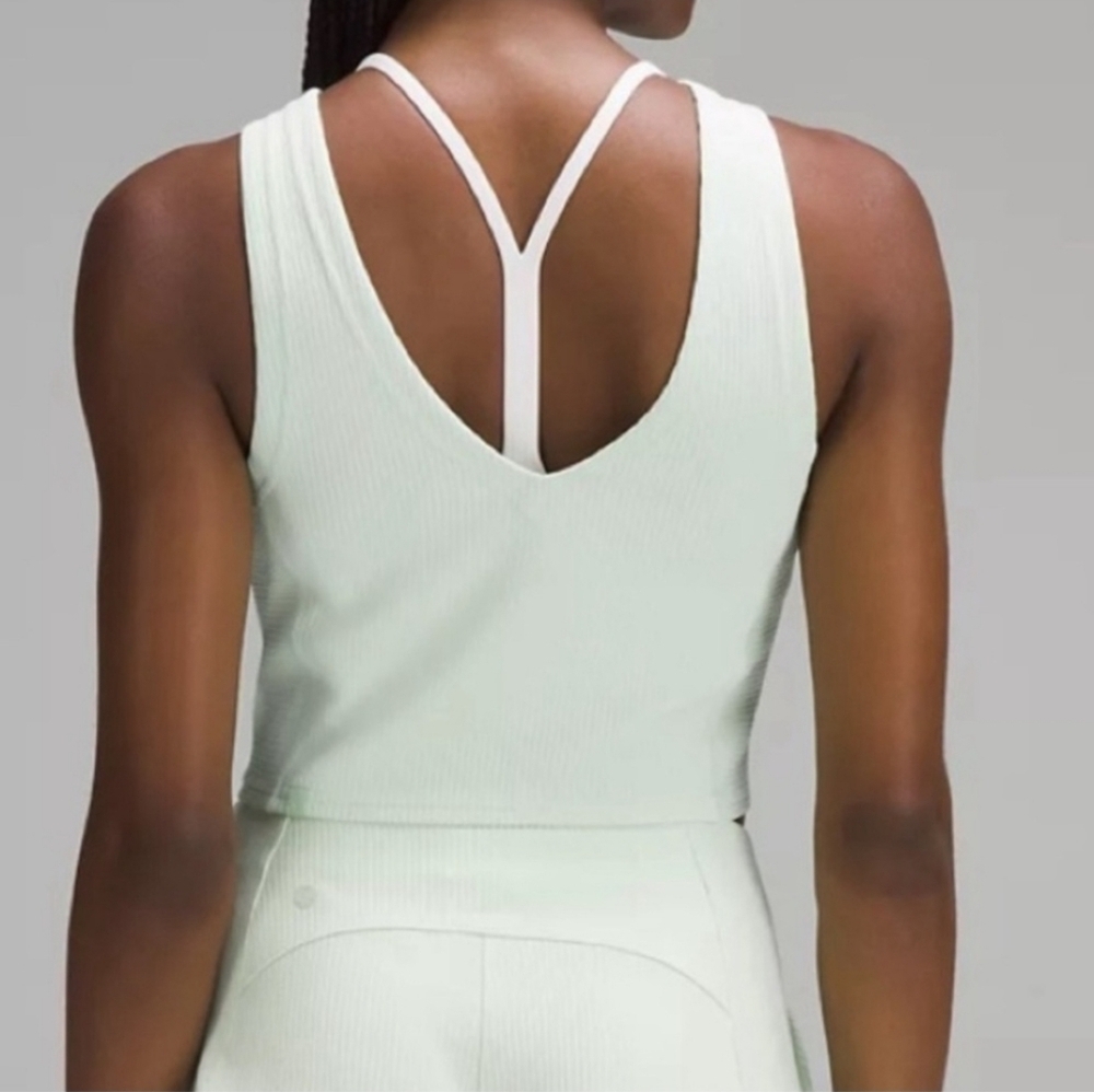 Lululemon Ribbed Softstreme Cropped Tank TopKohlrabi Green Size 12 - Picture 2 of 7